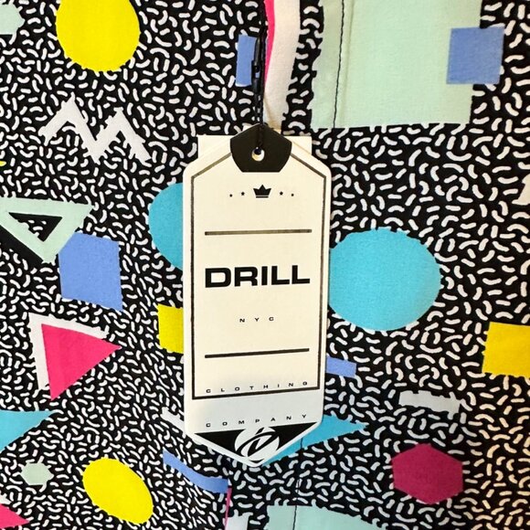 Saved By The Bell Look Button Shirt SzL Retro 80s Geometric All Over Print - Picture 2 of 12